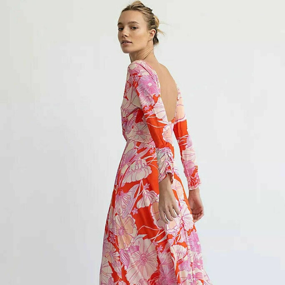 Free People First Date Retro Sexy Maxi Dress M - Picture 3 of 7